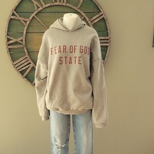Fear of God State Hoodie in Gray and Red